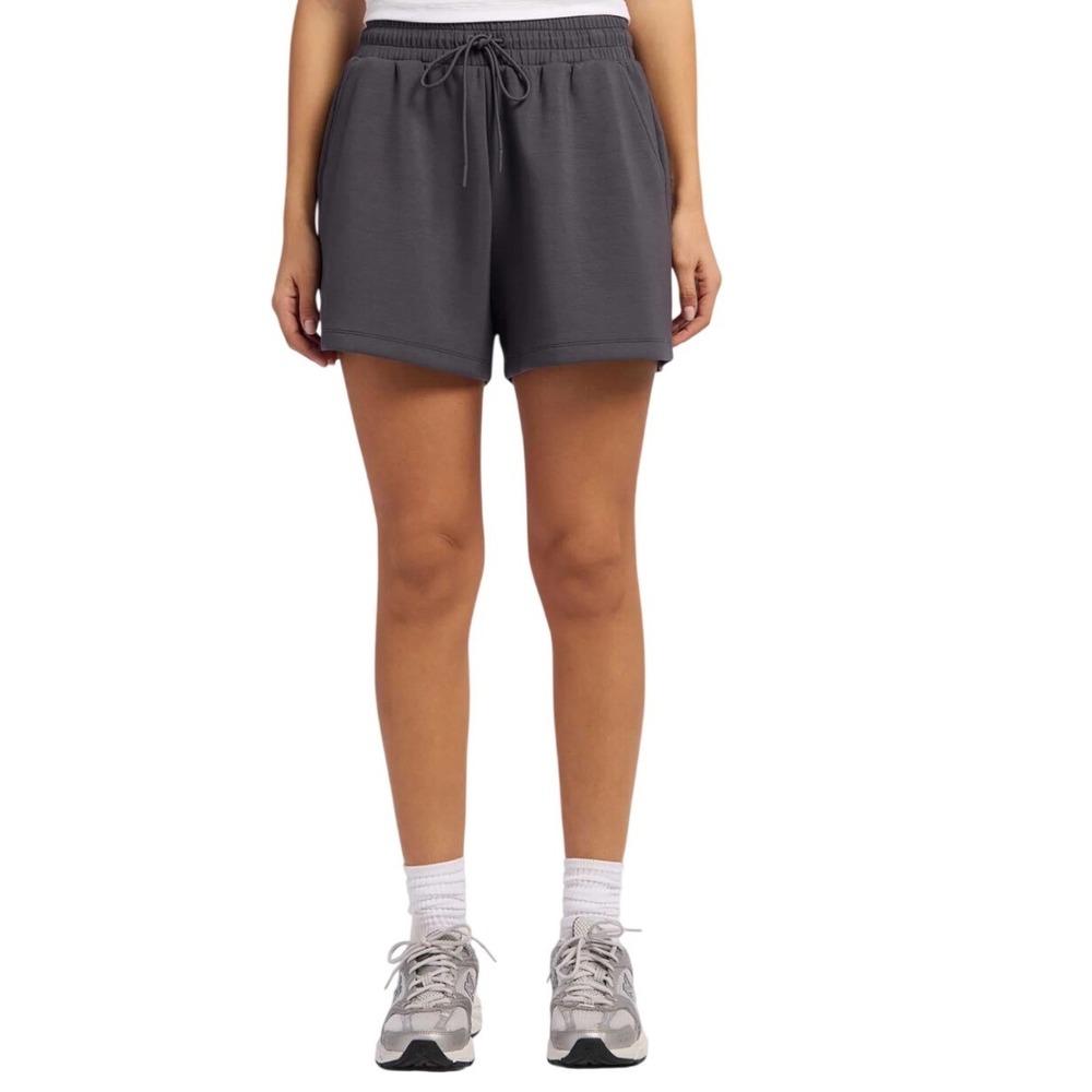 Nuuds Soft Motion High-Rise Shorts Graphite Grey Blue Scuba Fabric Womens Size M